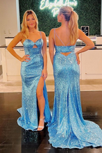 Load image into Gallery viewer, Mermaid Black Sequin Keyhole Long Prom Dresses,prom gown,BD98020