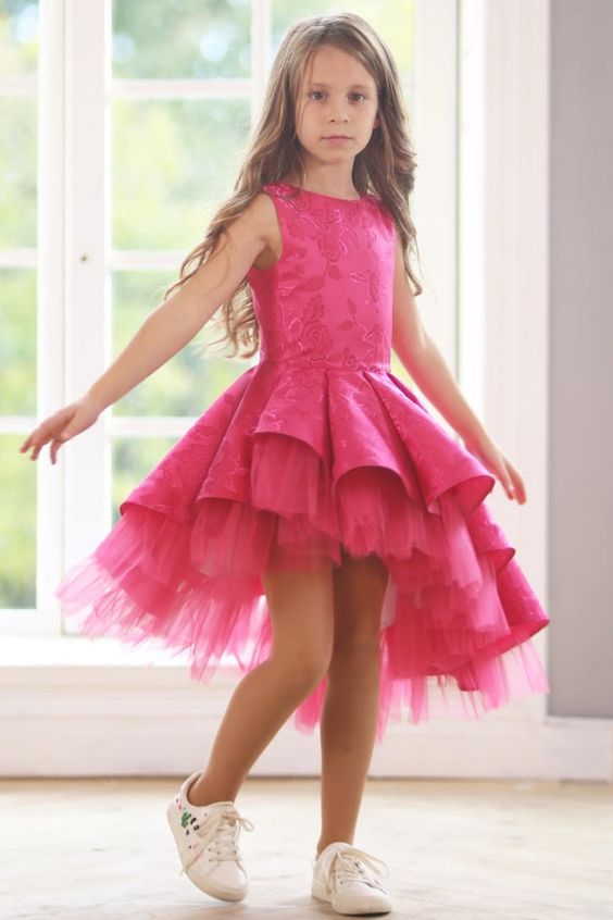 Hot Pink Little Girl Dress, Lovely Party Dress For Girls, FD022