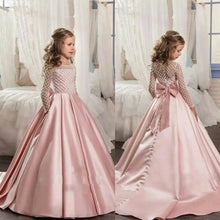 Load image into Gallery viewer, Sweet A line Flower Girl Dresses, Cheap Long Sleeves Little Girl Dresses, FD001