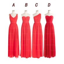 Load image into Gallery viewer, Red bridesmaid dress,long bridesmaid dress,mismatched bridesmaid dress,cheap prom dress,BD410