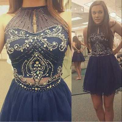 Homecoming dress,Short prom Dress,blue Prom Dresses,Party dress for girls,charming prom dress,BD755