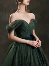 Load image into Gallery viewer, Green sweetheart neck tulle long prom dress, green tulle formal evening dress,BD22269