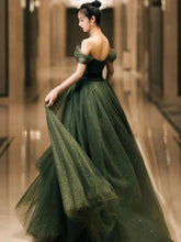 Load image into Gallery viewer, Green sweetheart neck tulle long prom dress, green tulle formal evening dress,BD22269