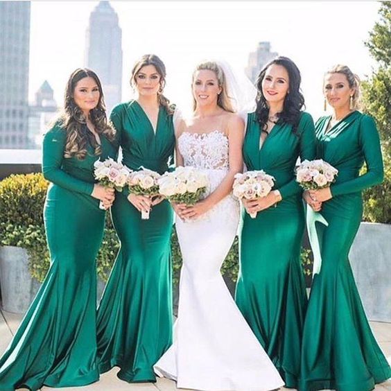long sleeves Bridesmaid Dresses,modest Bridesmaid Dress,mermaid Bridesmaid Dress,Cheap Bridesmaid Dresses,green Bridesmaid Dress,PD69474
