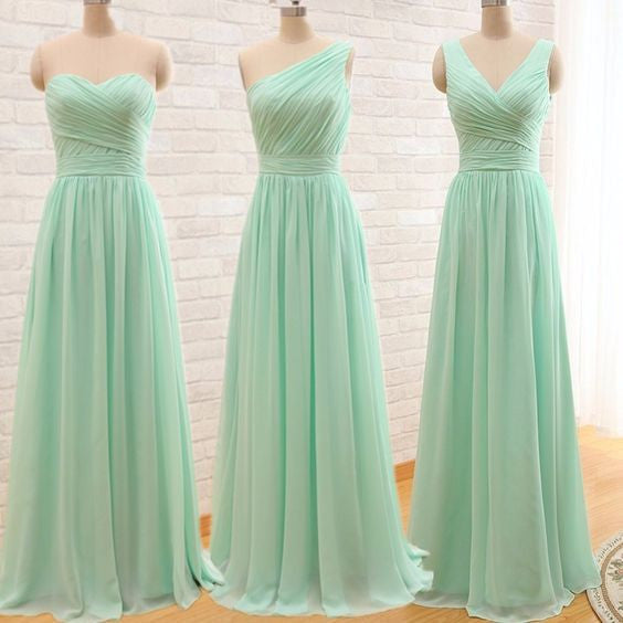 mint bridesmaid dress,long bridesmaid dress,mismatched bridesmaid dress,chiffon bridesmaid dress,BD1638