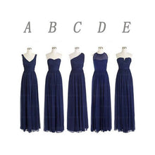 Load image into Gallery viewer, mismatched bridesmaid dress,long bridesmaid dress,chiffon bridesmaid dress,navy bridesmaid dress,BD354