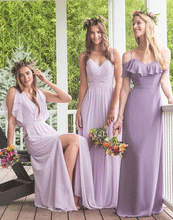 Load image into Gallery viewer, Chiffon Long Mismatched Bridesmaid Dresses Modest Purple Bridesmaid Dresses,BH91015