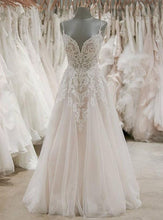 Load image into Gallery viewer, A Line Formal Spaghetti Strap Tulle Lace Cheap Long Wedding Dresses, BH91226