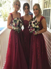 Load image into Gallery viewer, burgundy Bridesmaid Dresses,lace Bridesmaid Dress,cheap 2019 Bridesmaid Dresses,PD00227