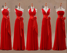 Load image into Gallery viewer, Mismatched Bridesmaid Dress,Long Bridesmaid Dress,Chiffon Bridesmaid Dress,Red Bridesmaid Dress, BD128