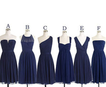 Load image into Gallery viewer, Mismatched Bridesmaid Dress,Short Bridesmaid Dress,Chiffon Bridesmaid Dress,Navy Bridesmaid Dress, BD126