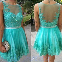 Load image into Gallery viewer, fashion Homecoming dress,Short prom Dress,blue Prom Dresses, lace Party dress for girls,BD911