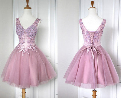 short Prom Dresses,lace up Prom Dress,lavender prom dress,charming prom Prom,homecoming Dress,BD1104