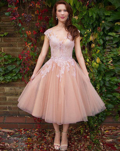Homecoming dress,ankle length prom Dress,A-line Prom Dresses,lace prom dress,BD1241