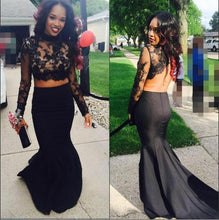 Load image into Gallery viewer, 2 Pieces Prom Dresses,Black Prom Dress,Dresses For Prom,Lace Prom Dress,Mermaid Prom Dress,BD151
