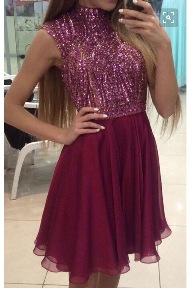 Burgundy prom dress,Short Prom Dresses,Shinny Homecoming Dresses,Sparkly Cocktail dresses,Mini Dress for Formal Party,BD901