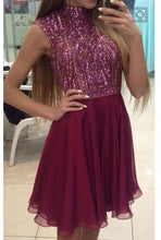 Load image into Gallery viewer, Burgundy prom dress,Short Prom Dresses,Shinny Homecoming Dresses,Sparkly Cocktail dresses,Mini Dress for Formal Party,BD901