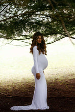 Load image into Gallery viewer, 2022 White Sheath Long Sleeves Long Prom Dresses BD22084